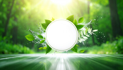 A vibrant abstract composition featuring a circular white frame.