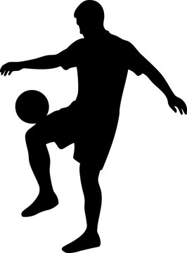 Agile Football Player Balancing the Ball on his Knee Silhouette
