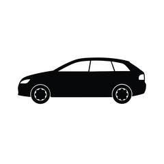 Minimal black car silhouette on white background abstract design