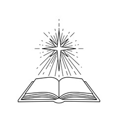 Open book icon with Bethlehem star representing concepts of knowledge and inspiration