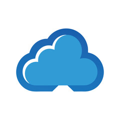 Simple blue cloud icon with thick outline and shadow effect Keywords: cloud, sky, weather, symbol, icon, graphic, blue, white, outline, shadow