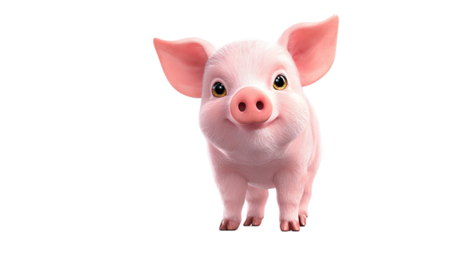 pink pig isolated on white background