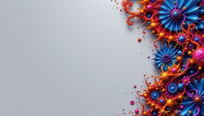 Colorful Abstract Floral and Spiral Pattern Arrangement