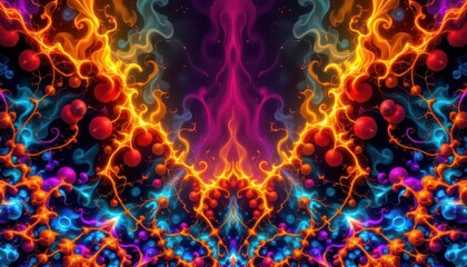 Vivid Abstract Flames and Orbs Dynamic Pattern