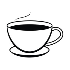 Simple black silhouette of a coffee cup on a clean white background