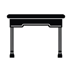 Minimalist black silhouette of a desk on a clean white background