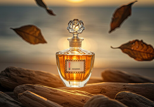 Perfume Label Fall Scene Mockup