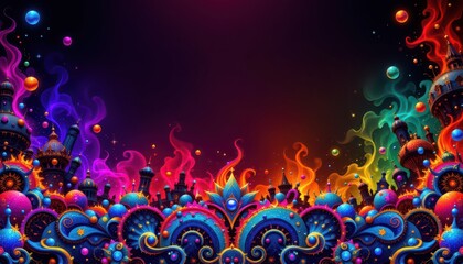 Vibrant Fantastical Cityscape with Glowing Energy Patterns