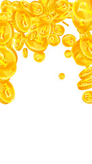 Russian ruble coins falling. Scattered gold RUB