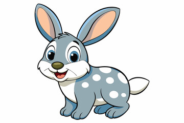 Cartoon Rabbit with White Spots, Standing, Cartoon Style on White Background