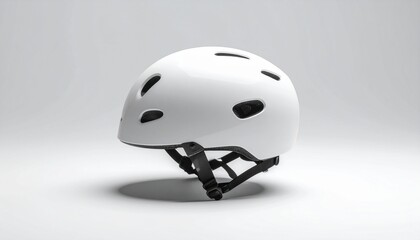 Fototapeta premium Stay safe in style with this sleek white helmet for cycling, skating, or scootering, offering modern design and essential protection for your active lifestyle