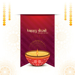 Indian religious festival diwali background with lamps