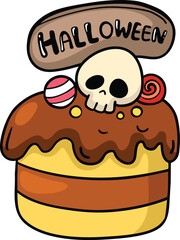 illustration Halloween cupcake hand drawn concept vector