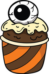illustration Halloween cupcake hand drawn concept vector