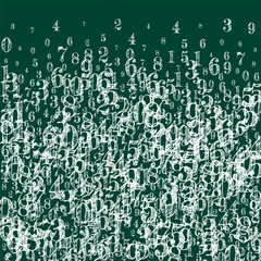 Scattered numbers. White chalk digits flying