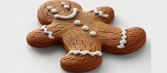 Gingerbread man cookie on white background
