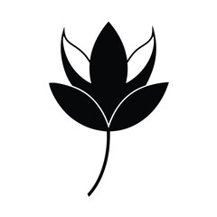 Elegant black silhouette of a single flower on a clean white background