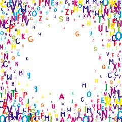 Falling letters of English language. Colorful