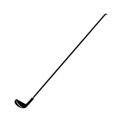 Black silhouette of a golf club on a clean white background for sports designs