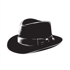 black fedora hat isolated on white