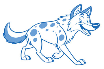 Cartoon Spotted Dog Walking with Happy Expression, White Background