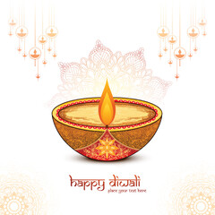 Happy diwali religious indian festival decorative background vector