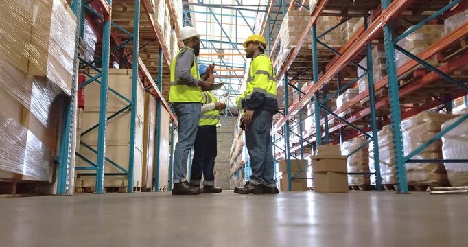 Timelapse, logistics and team with people in warehouse for package distribution, shipping and inventory. Supply chain, collaboration and courier depot with employees in factory for ecommerce