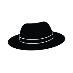 Minimalist black hat silhouette on white background for graphic design projects