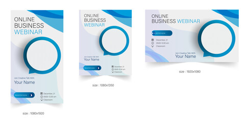 Editable online webinar, video conference training seminar, and learning course social media post layout, story, post, poster, brochure, and poster template design included
