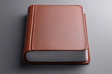 Old leather book on white background