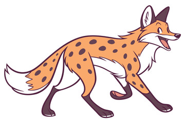 Cartoon Spotted Fox Running on White Background Design