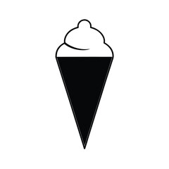 Simple black silhouette of an ice cream cone on a white background