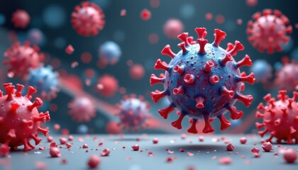 Colorful Virus Particles Space Scene