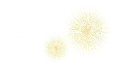 Golden Light Bursting Fireworks Exploding Against a White Background with Subtle Star Trails