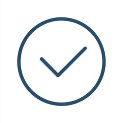Simple check mark inside a circle outline for approval confirmation and success indicators isolated on white background