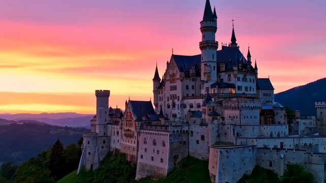 Majestic castle at sunrise