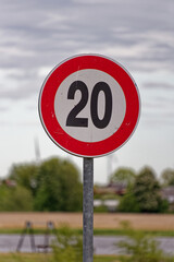 Speed Limit Road Sign 20 km/h in Europe