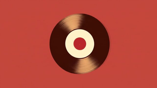 Animated vinyl record against red background music and entertainment concept