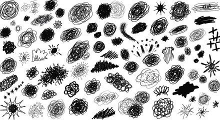 Doodle chaos scribbles vector elements for abstract design and creative backgrounds