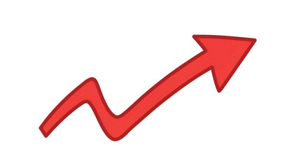 Red Arrow with Zig-Zag Pattern Pointing Upwards on a Clean White Background