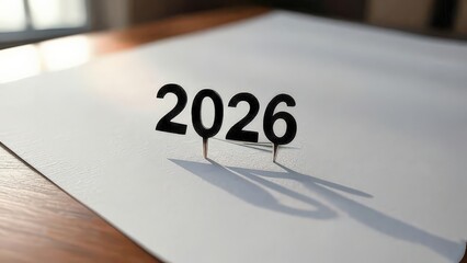 "black 2026 numbers pinned on a corkboard with shadow, concept for new year, planning, and future goals"