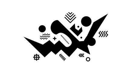 Abstract geometric composition in black and white minimalist style design