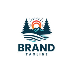 Bold strong and modern logo design for travel agency, tours management, and mountain side business.