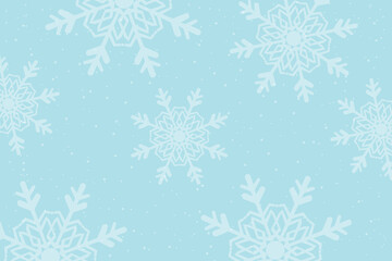 Snowflakes background flat vector illustration. Vector illustration