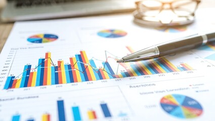 Business Performance Analysis with Financial Charts and Graphs.