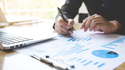 Business Professional Analyzing Financial Data Charts.