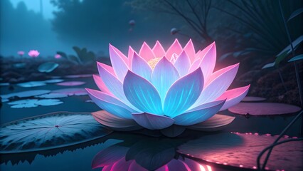 neon lotus in the night