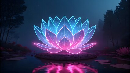 neon lotus in the night