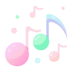 Pastel music notes floating gently on a white background creating a whimsical feeling of melody and harmony