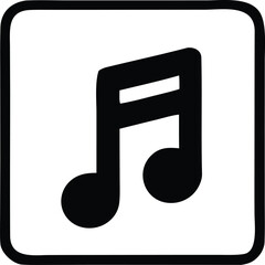 Black musical eighth note symbol inside a rounded square for music playback controls or app icons on a